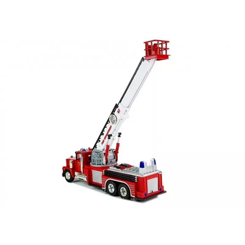 LEAN TOYS Camion dei pompieri con scala girevole estensibile, R/C, suono, luce, sirena