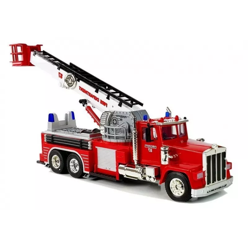 LEAN TOYS Camion dei pompieri con scala girevole estensibile, R/C, suono, luce, sirena
