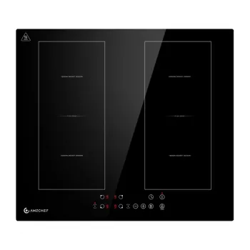 AMZCHEF CE-FS-I72S-FFDD06 Piano cottura a induzione, 4 zone, 7200W, controllo touch, da incasso, vetroceramica nero