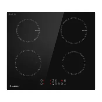 AMZCHEF CE-T-74IB4xyzf-CS Piano cottura a induzione 4 zone 7400W da incasso con booster, timer, sicurezza bambini