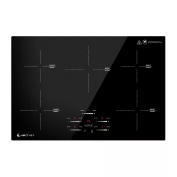 AMZCHEF CE-FS-I95S-GFFDD0 Piano cottura a induzione 5 zone 9500W da incasso nero