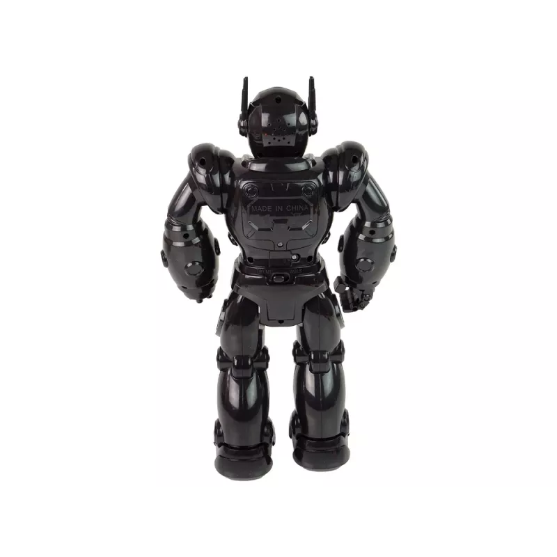LEAN TOYS Robot interattivo con funzione di camminata, suono e luce, Nero