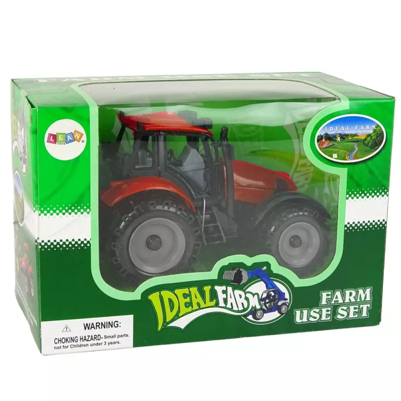 LEAN TOYS Piccolo trattore con cofano apribile, Rosso, 13 cm