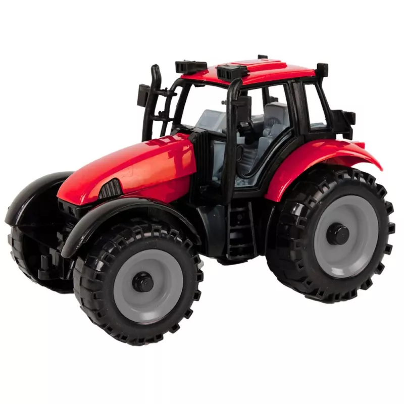 LEAN TOYS Piccolo trattore con cofano apribile, Rosso, 13 cm