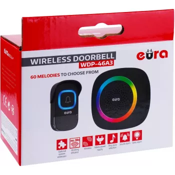 EURA WDP-46A3 Set campanello senza fili Nero