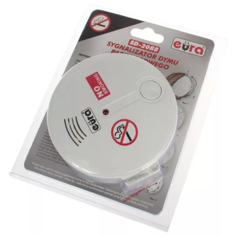 EURA SD-20B8 Rilevatore di fumo fotoelettrico, Bianco, batteria 9V