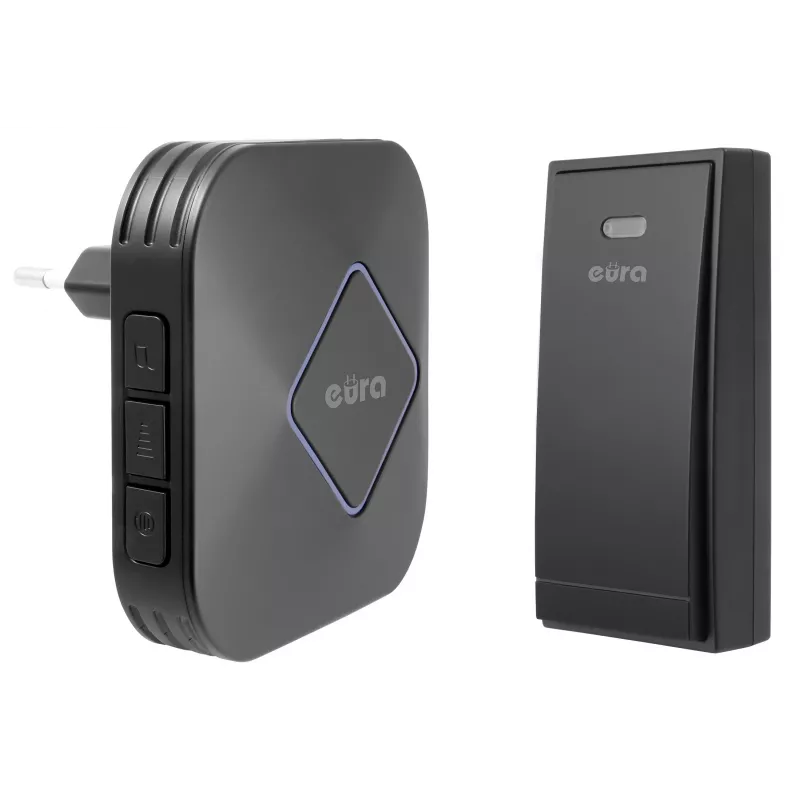 EURA WDP-83H2 JAZZ Set campanello senza fili, trasmettitore senza batteria, Nero
