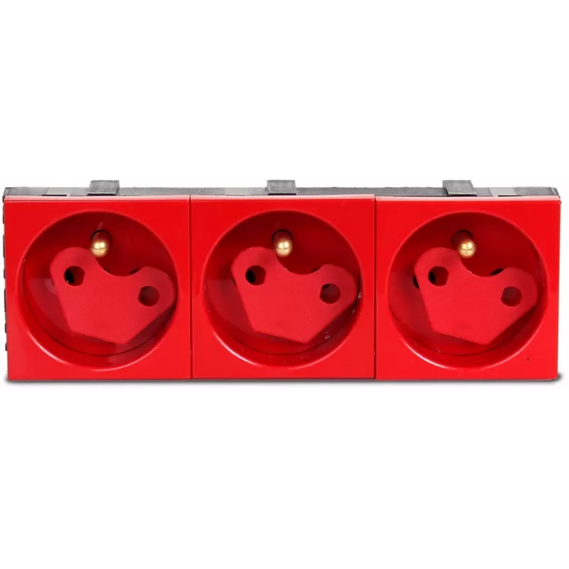 JAVEL presa tripla Schuko con protezione bambini, 3 moduli, bianco, da incasso