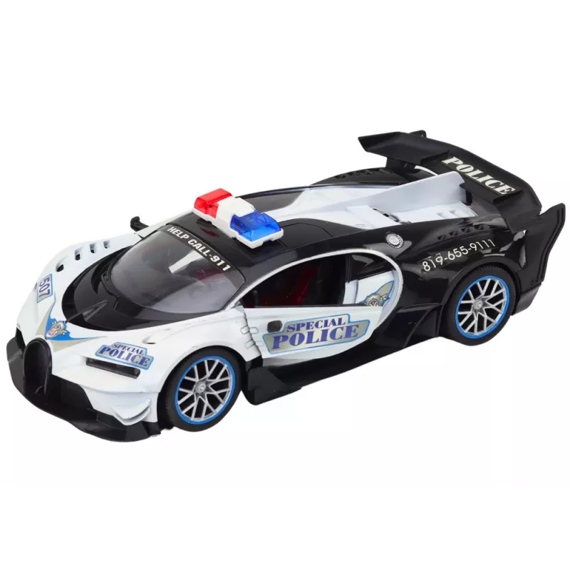 LEAN TOYS Auto della polizia RC radiocomandata in scala 1:12, bianca