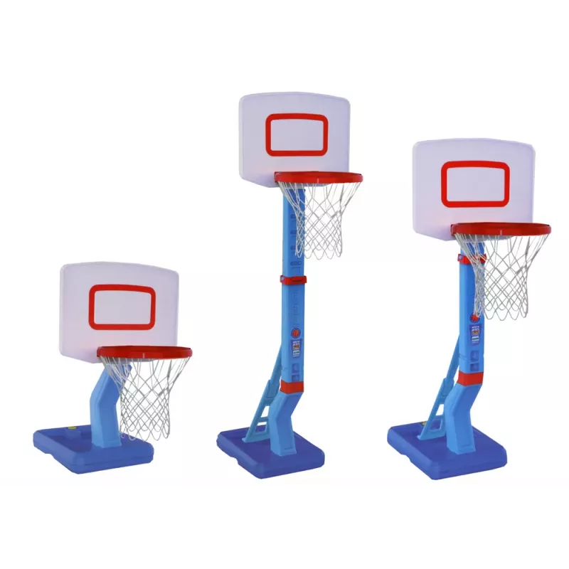 LEAN TOYS Canestro da basket con palla regolabile e pompa 138cm blu