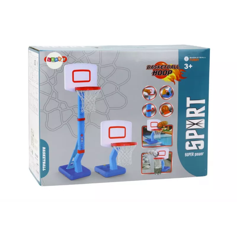 LEAN TOYS Canestro da basket con palla regolabile e pompa 138cm blu