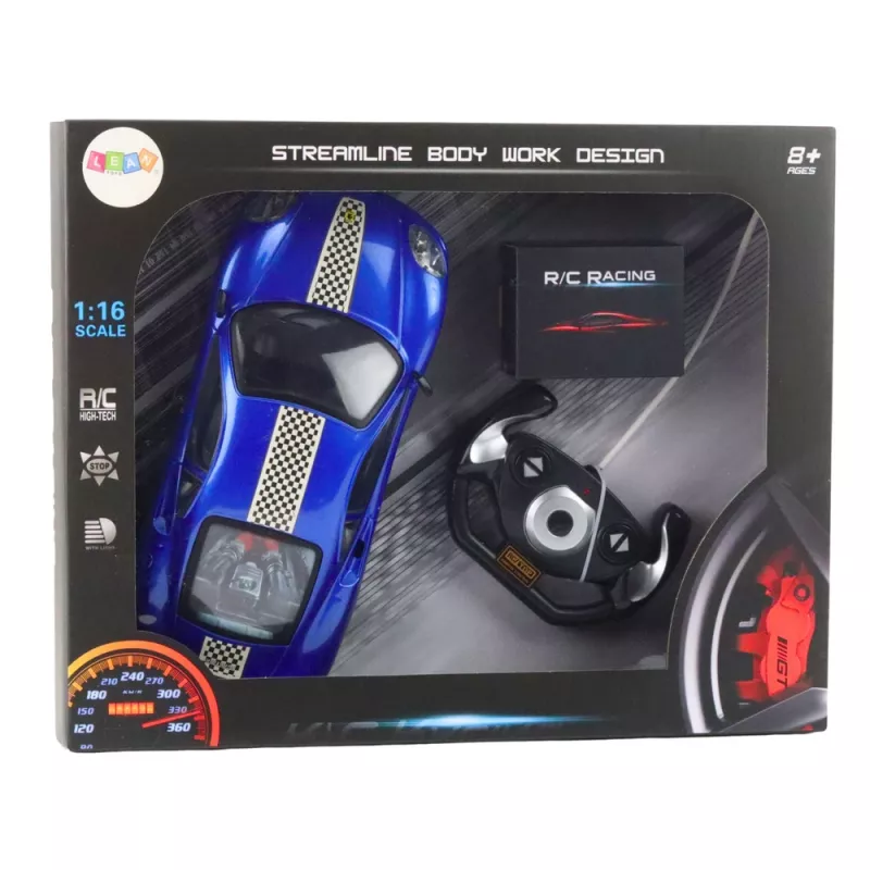 LEAN TOYS Auto RC radiocomandata sportiva con luci blu 1:16