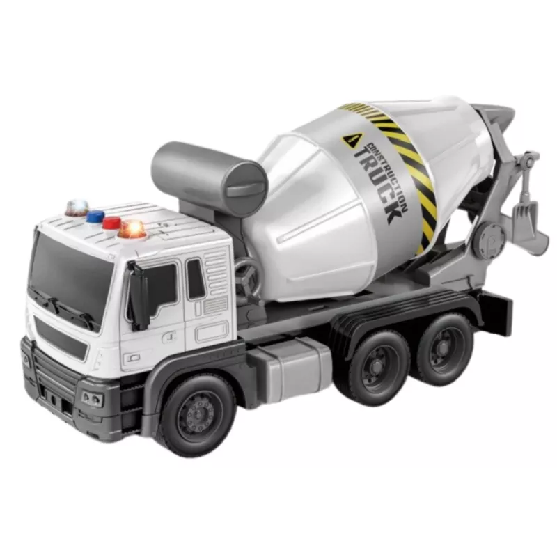 LEAN TOYS Camion betoniera blu con tamburo rotante, effetti sonori e luminosi