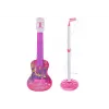 LEAN TOYS Set supporto per chitarra elettrica con microfono, a batteria, rosa