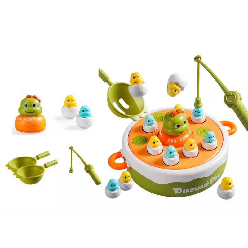 LEAN TOYS Gioco dinosauri canne da pesca accessori legno verde