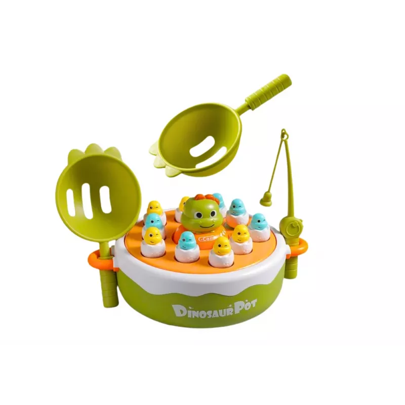 LEAN TOYS Gioco dinosauri canne da pesca accessori legno verde
