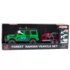 LEAN TOYS Set veicoli offroad con carro attrezzi e moto, luce e suono, verde