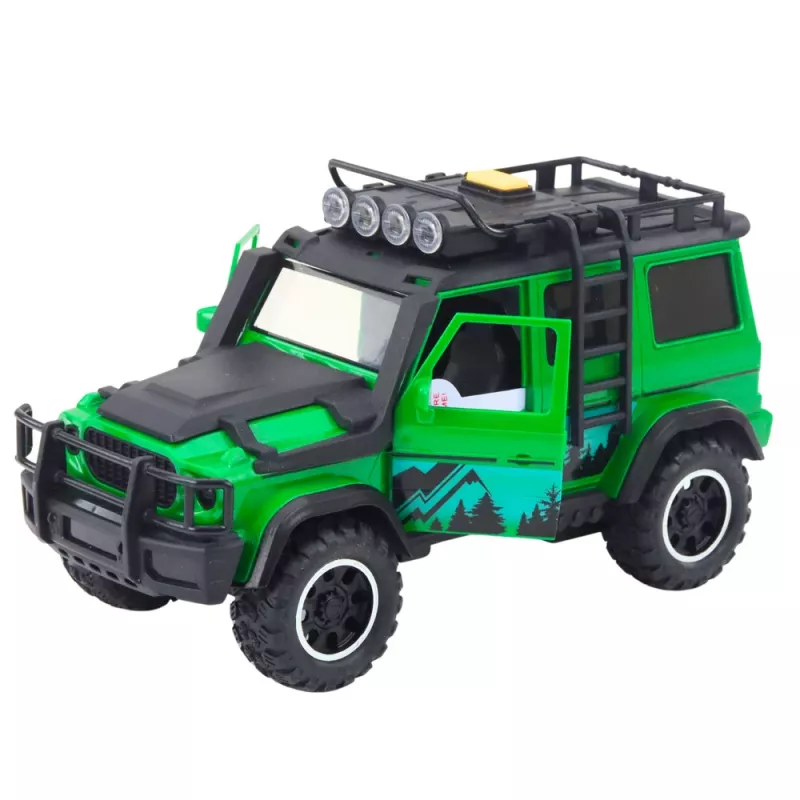 LEAN TOYS Set veicoli offroad con carro attrezzi e moto, luce e suono, verde