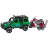 LEAN TOYS Set veicoli offroad con carro attrezzi e moto, luce e suono, verde