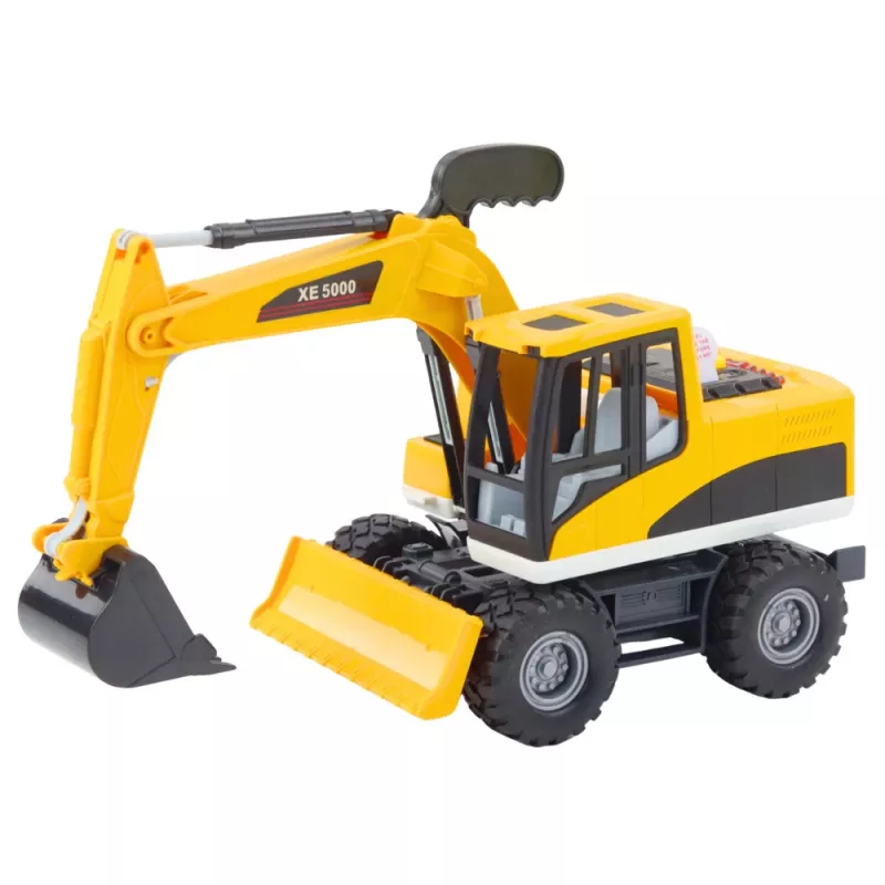 LEAN TOYS Escavatore ruspa da costruzione con benna girevole, cabina, luce e suono