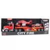 LEAN TOYS Camion dei pompieri carro attrezzi elicottero auto luci suoni rosso