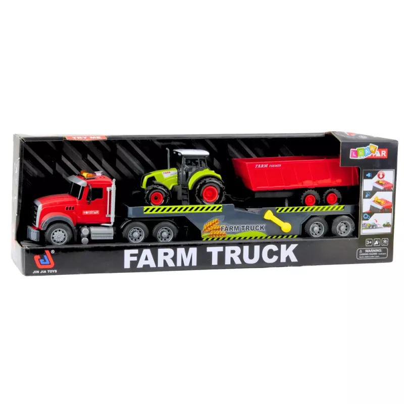 LEAN TOYS Set camion trattore con rimorchio luci e suoni rosso