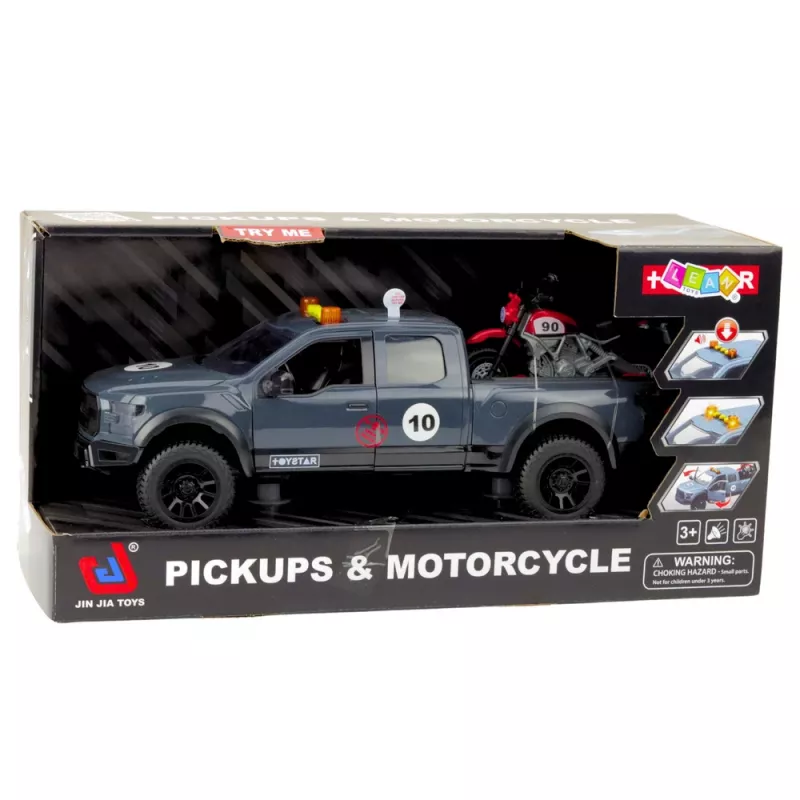 LEAN TOYS Pickup con luci e suoni del motore grigio 1:12