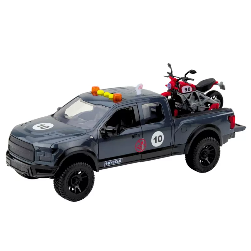 LEAN TOYS Pickup con luci e suoni del motore grigio 1:12