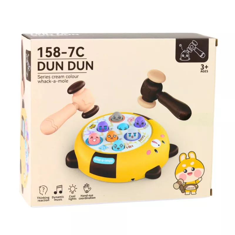 LEAN TOYS Whack-A-Mole gioco di abilità con due martelli, gattino giallo marrone