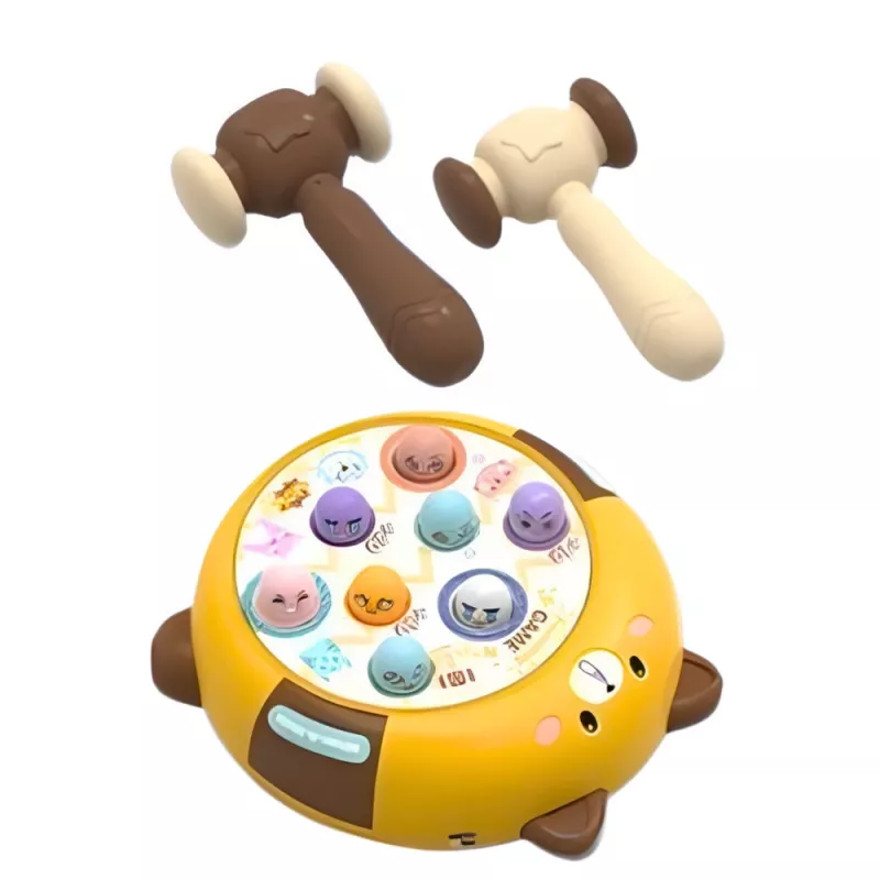 LEAN TOYS Whack-A-Mole gioco di abilità con due martelli, gattino giallo marrone