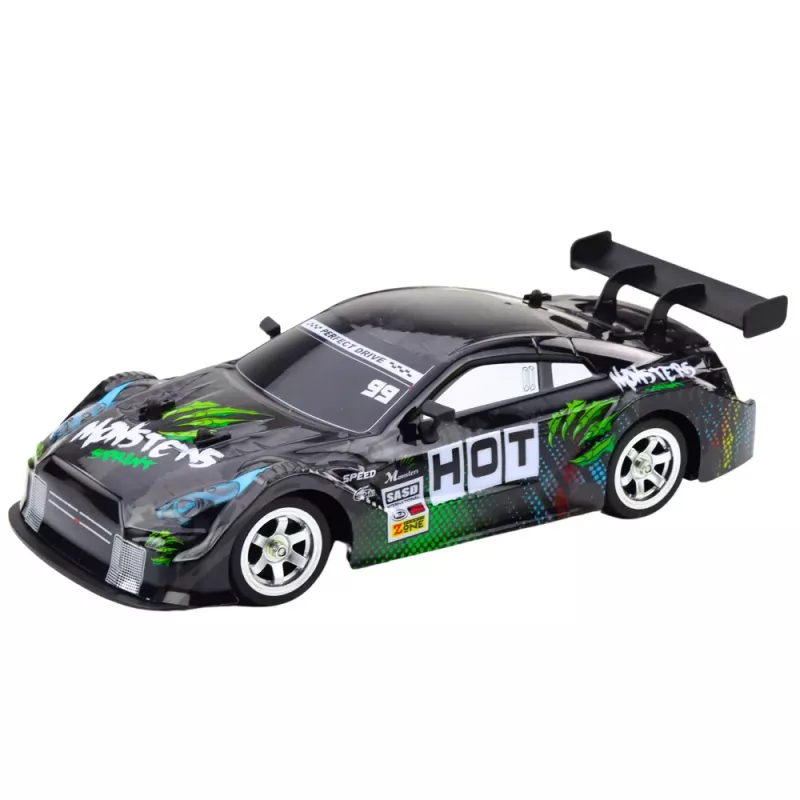 LEAN TOYS Auto drift RC nero verde 30km/h 1:16
