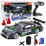 LEAN TOYS Auto drift RC nero verde 30km/h 1:16