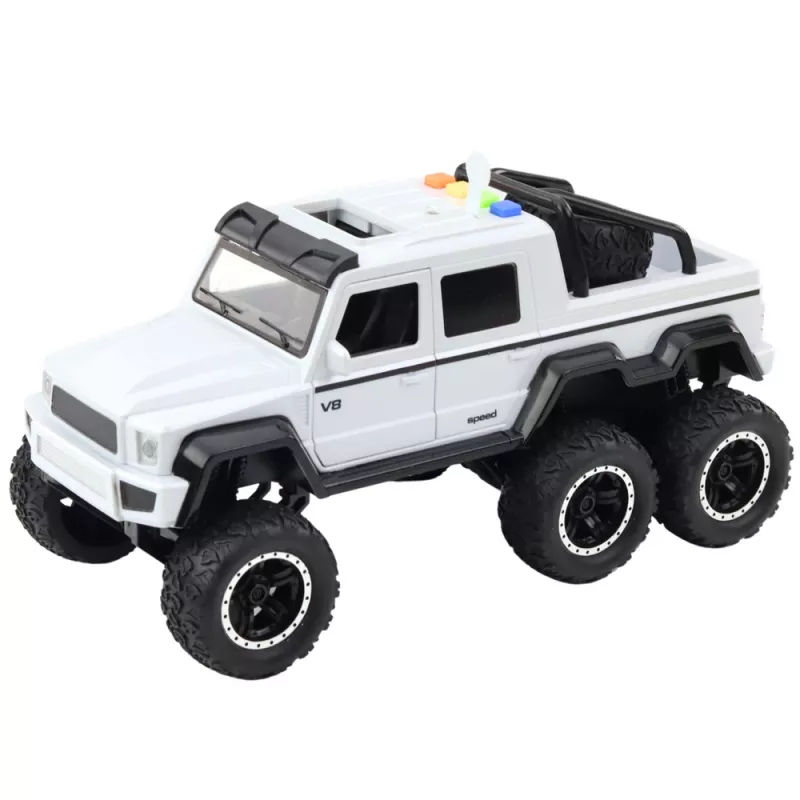 LEAN TOYS Auto offroad a frizione con luci e suoni bianco perla 6x6 1:16