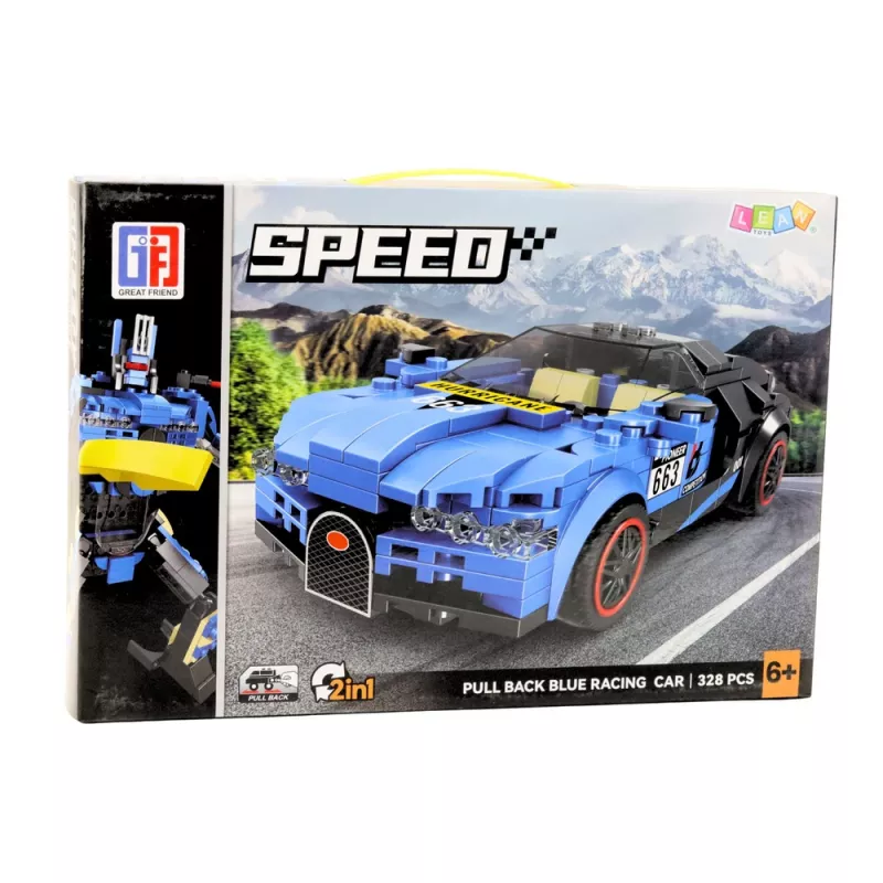 LEAN TOYS Robot Car 2in1 Hurricane blu mattoncini da costruzione 328 pz.