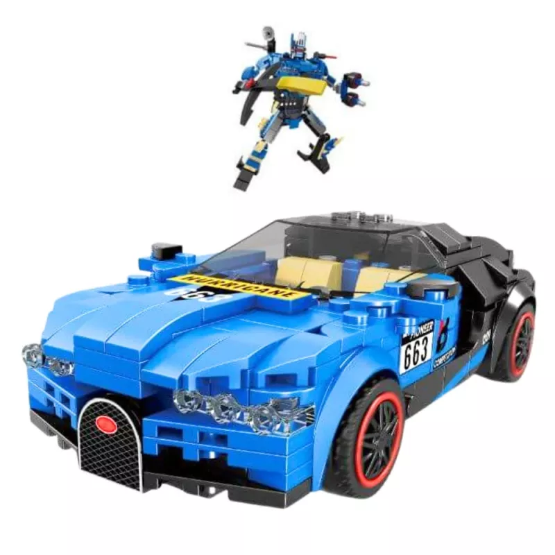 LEAN TOYS Robot Car 2in1 Hurricane blu mattoncini da costruzione 328 pz.