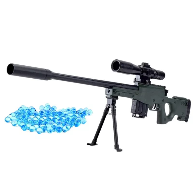 LEAN TOYS Replica fucile da cecchino AWM con supporto per palline gel d'acqua 80cm