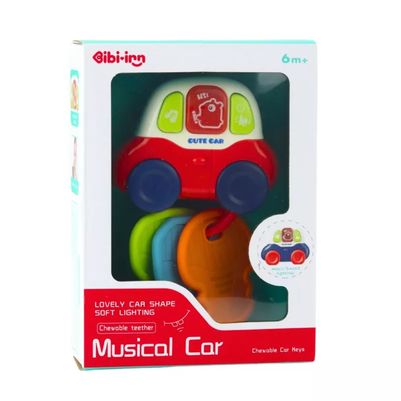 LEAN TOYS Auto giocattolo interattiva con dentaruoli, chiavi, luci e suoni