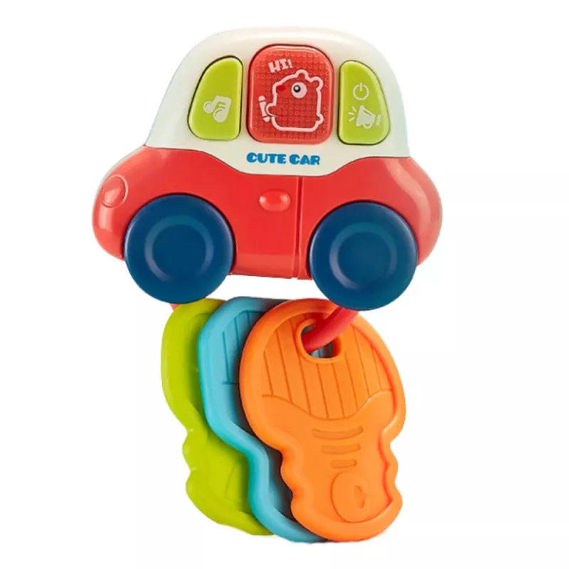 LEAN TOYS Auto giocattolo interattiva con dentaruoli, chiavi, luci e suoni