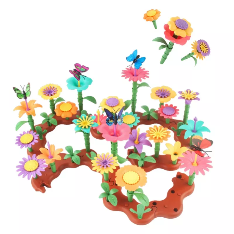 LEAN TOYS Set creativo fiori da giardino mattoncini da costruzione 198 pz.