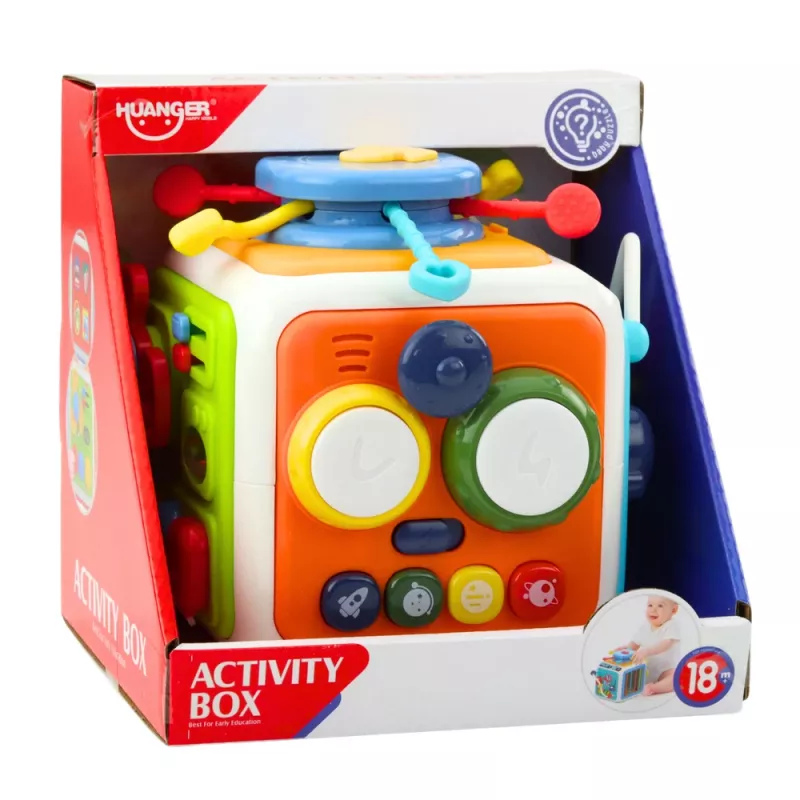 LEAN TOYS Cubo interattivo impilatore, educativo, sensoriale, con suoni, multicolore