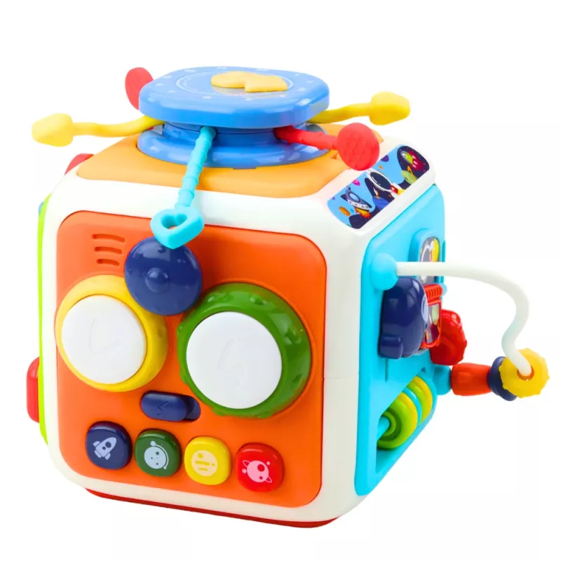 LEAN TOYS Cubo interattivo impilatore, educativo, sensoriale, con suoni, multicolore