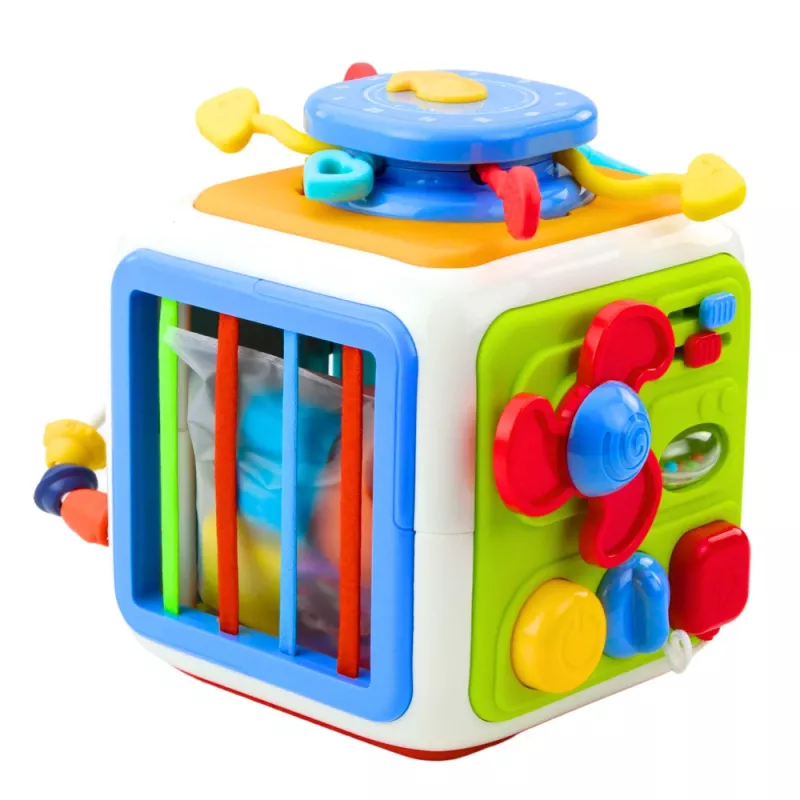 LEAN TOYS Cubo interattivo impilatore, educativo, sensoriale, con suoni, multicolore