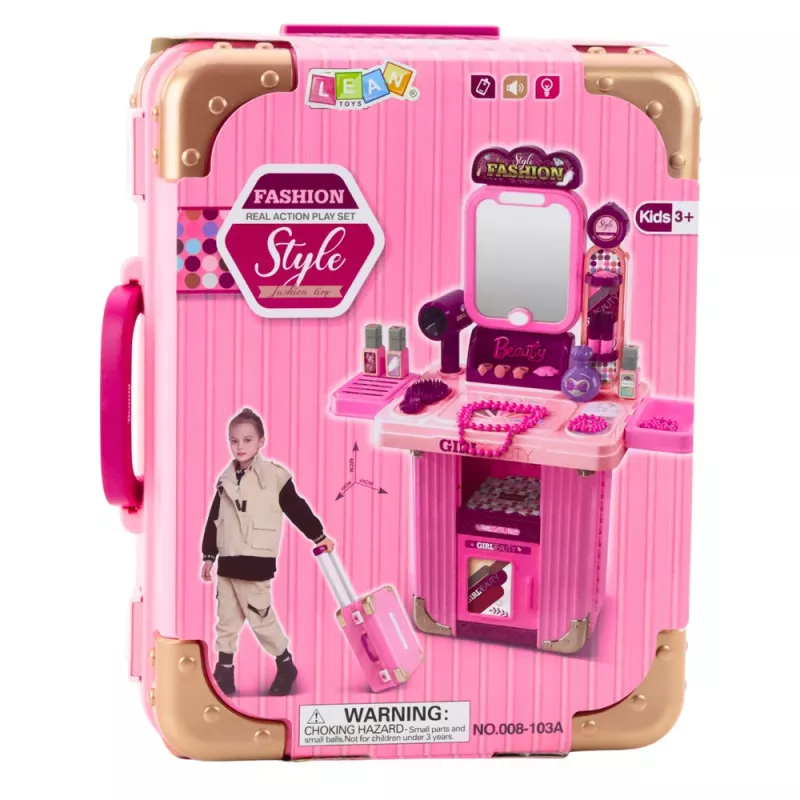 LEAN TOYS Set trucco in valigetta 2-in-1 rosa