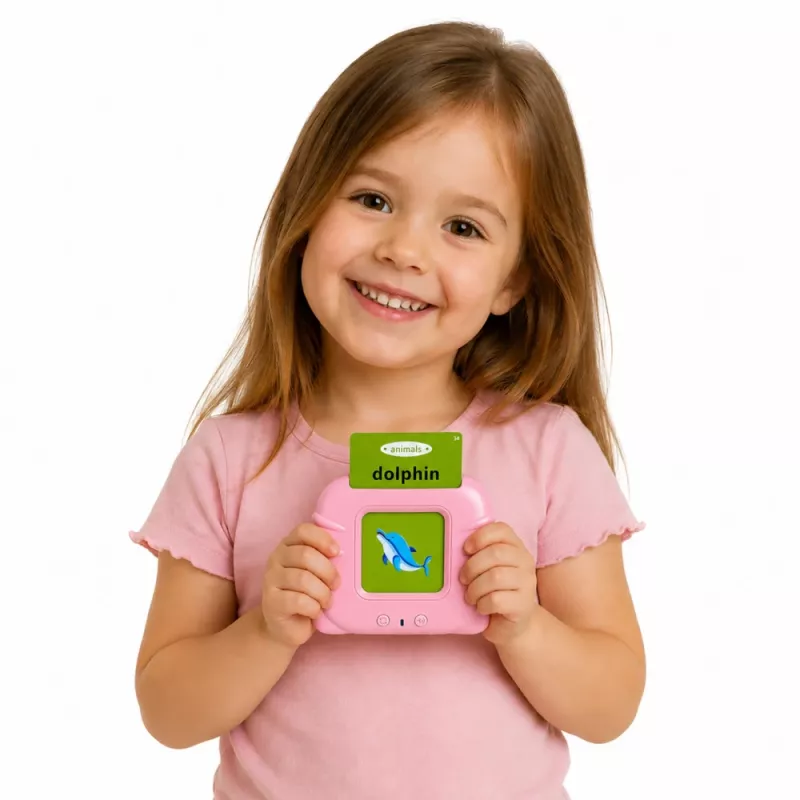 LEAN TOYS Lettore di schede per l'apprendimento delle parole in inglese giocattolo educativo rosa