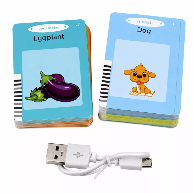 LEAN TOYS Lettore di schede per l'apprendimento delle parole in inglese giocattolo educativo blu