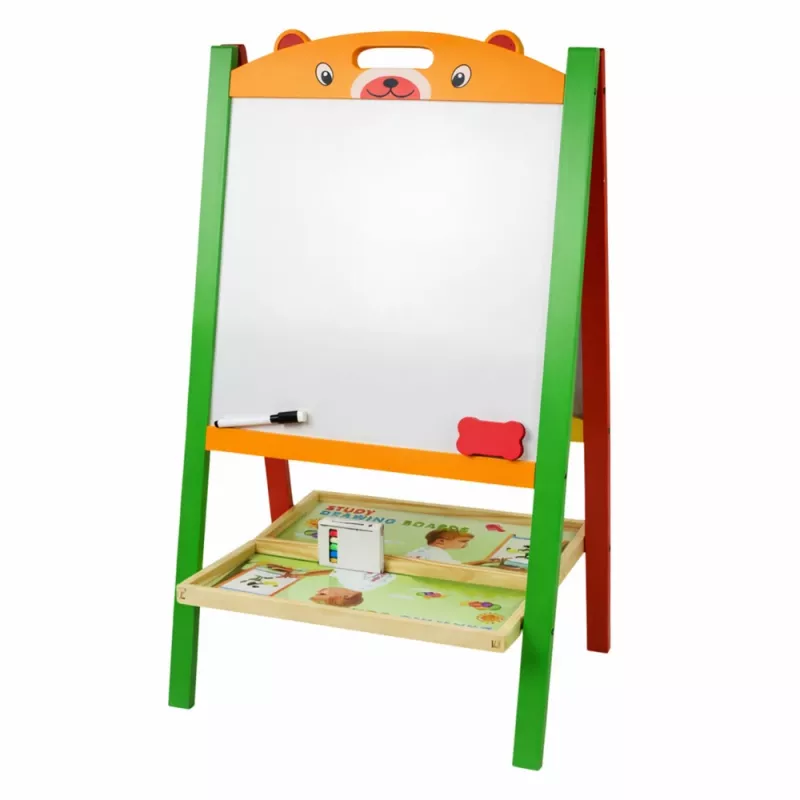 LEAN TOYS Lavagna magnetica didattica double-face 2 in 1 con pennarelli, lettere, numeri