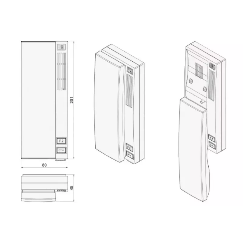 ACO INS-UP720B UNIFON - Cornetta citofonica digitale con 1 pulsante, bianco