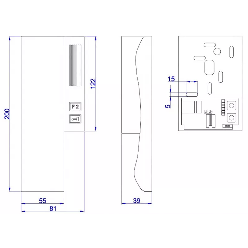 ACO INS-UP UNIFON - Cornetta citofonica audio con 2 pulsanti e aggancio magnetico della cornetta, bianco