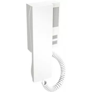 ACO INS-UP UNIFON - Cornetta citofonica audio con 2 pulsanti e aggancio magnetico della cornetta, bianco