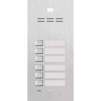 ACO FAM-P-6NPACC Targa citofonica a incasso per 6 appartamenti con lettore di prossimità RFID, argento